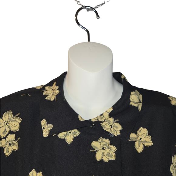 Vtg Rena Rowan for Saville Women 16 Floral Button Up Top Black Career Casual - Picture 3 of 10
